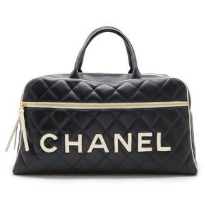 Chanel Matelasse Logo Leather Bowling Bag